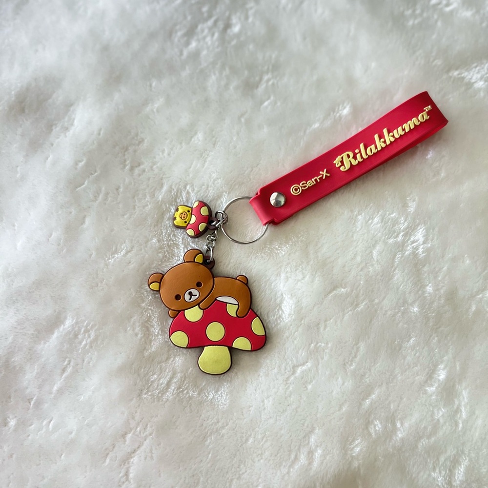 Red Rilakkuma Mushroom Keychain